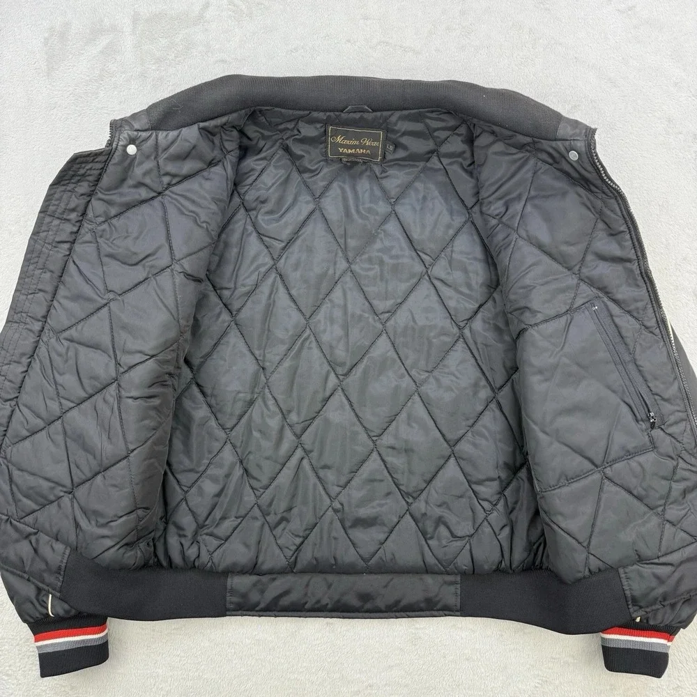 Yamaha Jacket Mens Large Maxim Wear Vintage Snowmobile Black Quilted‎